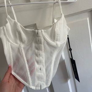 white fox corset top